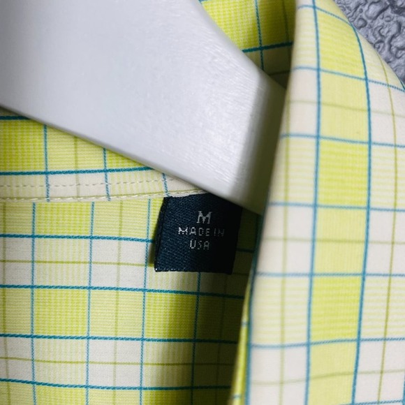 Burberry Men's Light Yellow And White Plaid Button-Up Long Sleeve Shirt Size M - Picture 5 of 10